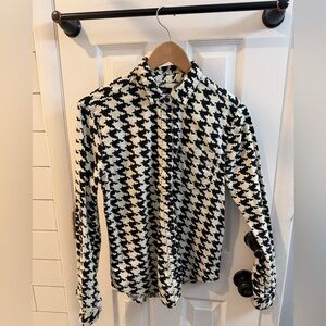 BDG Black and White Houndstooth Button-up Shirt